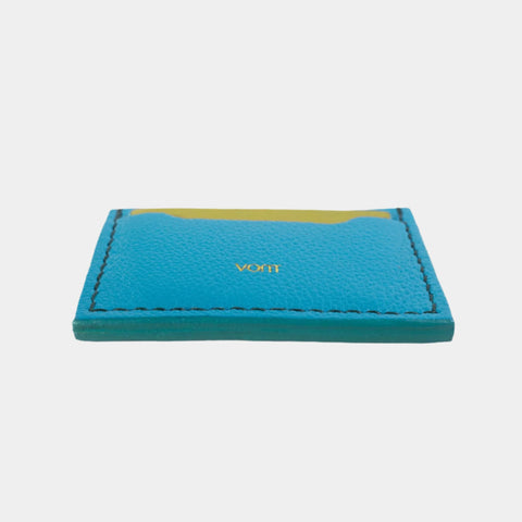 Turquoise card holder wallet with 5 card sleeves